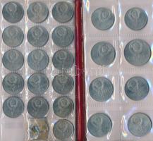 Szovjetunió 1975-1991. 1R-5R 57db vegyes fémpénz albumba rendezve T:vegyes (közte PP is)
Soviet Unio...