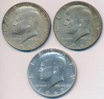 Amerikai Egyesült Államok 1967-1969. 1/2$ Ag "Kennedy" (3x) T:2,2- USA 1967-1969. 1/2 Dollar Ag "Kennedy" (3x) C:XF,VF