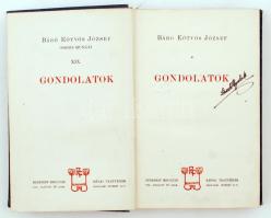 Báró Eötvös József: Gondolatok. Budapest, 1903, Révai. Szecessziós, kiadói egészvászon kötésben. Kis...