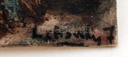 Lehoczky jelzéssel: Vár a völgyben, olaj, vászon, 21,5×24 cm