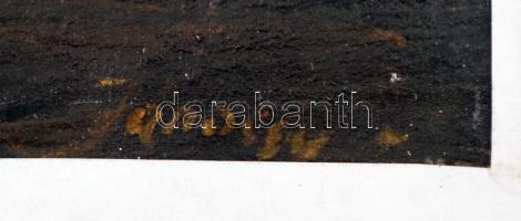 Jánossy jelzéssel: Kukoricatörés, olaj, vászon, 30×38 cm