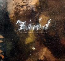 Zárád jelzéssel: Város a hegyek lábánál, akvarell, papír, üvegezett, sérült fa keretben, 19×28 cm