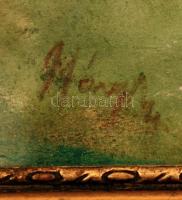 Háry jelzéssel: Nyári délután a parkban, akvarell, papír, üvegezett fa keretben, 27,5×37,5 cm