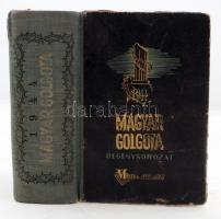 Magyar Golgota 1944. Regénysorozat. Fóthy János: Horthyliget- a magyar Ördögsziget Gyenes István: Élet a föld alatt Izsáky Margit: Ország a keresztfán Lévai Jenő: Endre László, a magyar háborús bűnösök listavezetője Lévai Jenő: A margitkörúti vészbírák Palást László: A bori halálút regénye Petyke Mihály: A Gestapo foglya voltam Vajda Zoltán József: a lapátos hadsereg Illusztrált, kiadói félvászon kötésben. Kissé viseltes állapotban.