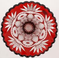 Ajka crystal váza, több rétegű ólomkristály, jelzett, csiszolt, metszett, hibátlan, m:32 cm