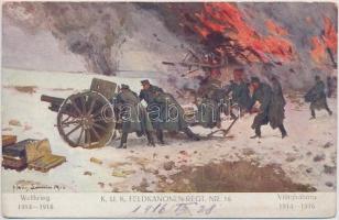 WWI K.u.K. Feldkanonen-Regt. Nr. 16. / canons s: Hans Larwin (wet damage)