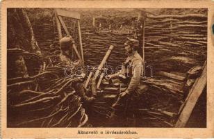 Aknavető a lövészárokban / WWI Hungarian military, mortar in the trench (EB)