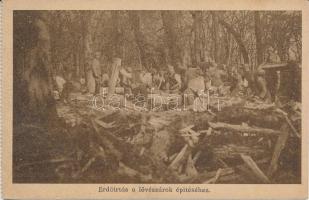 Erdőírtás a lövészárok építéséhez / WWI Hungarian military card, deforestation for the trenches (fl)