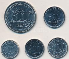 Brazília 1985-1993. 100C-5000C (5xklf) T:1-,2 Brazil 1985-1993. 100 Cruzeiros - 5000 Cruzeiros (5xdiff) C:AU,XF