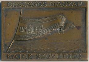 Berán Nándor (1889-1965) 1942. &quot;Országos Magyar Kajak Szövetség / Bajnokság K4 1000 II.&quot; Br emlékplakett hátoldalon &quot;BERÁN N. BUDAPEST DÖBRENTEI U.2.&quot; gyártói jelzéssel (42x60mm) T:2