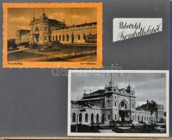 Szombathelyi székesegyházat ábrázoló, kézzel festett borítójú album beragasztott képeslapokkal, képk...