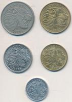 Etiópia 1969. 1c Al + 5c Cu-Zn + 10c Cu-Zn + 25c Cu-Ni + 50c Cu-Ni T:2,2- 
Ethiopia 1969. 1 Cent Al ...
