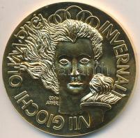 Olaszország DN "Téli Olimpia Cortina d’Ampezzo 1956 részvételi érem" aranyozott Br másolat. Szign.: C. Affer (50mm) T:1 Italy ND "1956 Cortina Olympic Participation Medal" gilt Br copy. Sign.: C. Affer (50mm) C:UNC