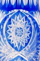 Kristály emlék váza, több rétegű, csiszolt metszett, sav maratott, Roh Tae Woo dél-koreai elnök (198...