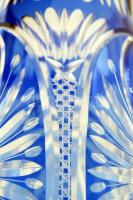 Kristály emlék váza, több rétegű, csiszolt metszett, sav maratott, Roh Tae Woo dél-koreai elnök (198...