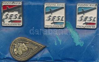 Jugoszlávia ~1980. 4db repülős fém jelvény T:2 Yugoslavia ~1980. 4pcs of flyer metal badge C:XF