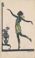 Dancing lady silhouette, N.P.G. 3017/2 s: Manni Grosze (cut)