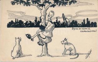 Ó hisz ez nem is csuka szürke! / 1915 WWI Hungarian military humour, hand-drawn s: László (fa)