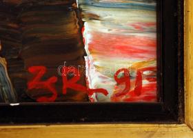 Zicherman Sándor (1935-): Üzbég zenészek. Olaj, farost, jelzett, keretben, 38×51 cm