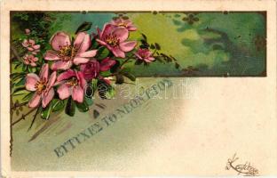 Flower greeting card Emb. litho (EK)