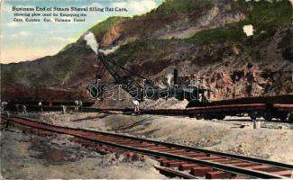 Panama Canal, Culebra cut, business end of steam shovel filling flat cars, plow (fa)