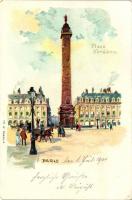 Paris, Place Vendome litho (fa)