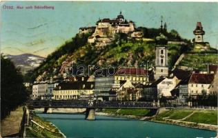 Graz, Mur und Schlossberg / river, castle (EK)