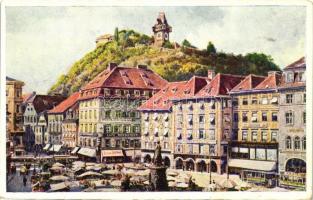 Graz, Hauptplatz / main square, market (EK)