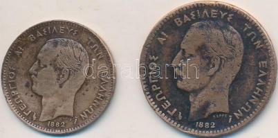 Görögország 1882A 5l Cu + 10L Cu "I. György" T:3
Greece 1882A 5 Lepta Cu + 10 Lepta Cu &qu...