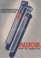 Alucol por és tabletta, a hyperaciditás gyógyszere, reklám / medicine advertisement (17 x 12 cm) (fa)