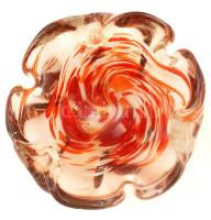 Millefiori narancssárgás színekkel díszített hamutál, hibátlan, d: 14 cm, m: 7 cm