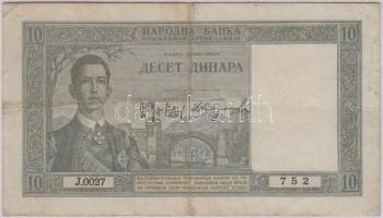 Jugoszlávia 1939. 10D T:III
Yugoslavia 1939. 10 Dinara C:F
Krause 35
