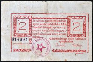 Esztergom 1919. június 10. 2K utalvány, "Esztergom vármegyei munkás és katonatanács" felül...