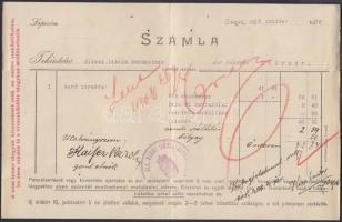 1905 Szeged, Brauswetter János óraüzletének díszes fejléces számlája