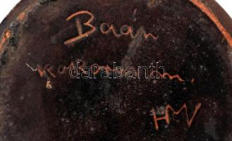 4 db hódmezővásárhelyi kerámia mini váza, lepattanásokkal, m: 8 és 11 cm között