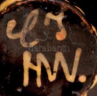 4 db hódmezővásárhelyi kerámia mini váza, lepattanásokkal, m: 8 és 11 cm között