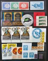 54 db levélzáró és tagsági bélyeg berakólapon