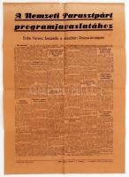 1947 A Nemzeti Parasztpárt programjavaslatához: Erdei Ferenc beszéde a Dózsa-ünnepen. Bp., [1947. máj. 11. után], [Nemzeti Parasztpárt] - Általános Nyomda Rt. Nagyalakú röplap, 50×35 cm