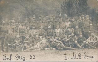 WWI K.u.K. Infantry Regiment 32. II. M.S.Comp. soldiers group photo