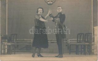 Dancing couple, soldier, lady, actors photo