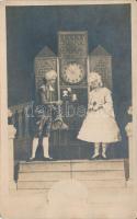 1922 Baroque couple, clock tower, actors photo (fl)