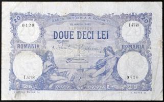 Románia 1923. 20L T:III,III- kis ragasztás Romania 1923. 20 Lei C:F,VG small sticking