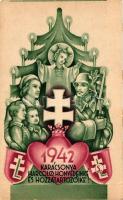 1942 Karácsonya Harcoló honvédeinké és hozzátartozóiké; hajtogatható, nem képeslap beosztású lap / WWII Hungarian Christmas greeting (non PC)