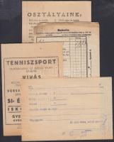 cca 1929-1941 Üzleti blokkok, számlák (Bodográf fa- és szénlerakat, Fenyves áruház, Corvin, Lopos Gyula Sport- és Játéküzlete, Spielberger Armin stb.)