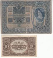 1848. 5Ft "Kossuth bankó" vörösesbarna + 1902. 1000K + 1920. 10K T:III,III-,IV