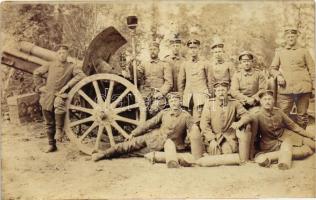 1918 WWI Military group photo, cannon