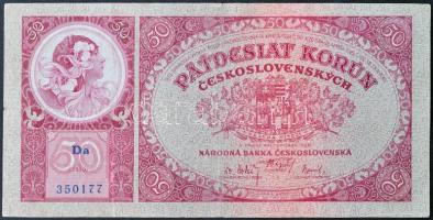 Csehszlovákia 1929. 50K T:III- Czechoslovakia 1929. 50 Korun C:VG