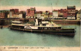 Cherbourg, Lloyd steamship leaving the quay (EK)