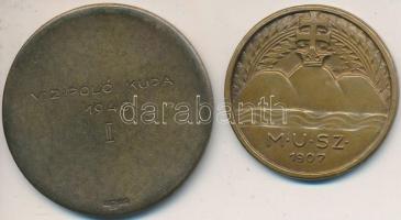 Göröntsér Greff Lajos (1888-1976) ~1940. "Magyar Úszó Szövetség 1907" 2db Br emlékérem kül...