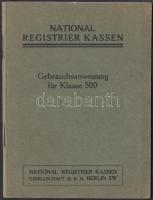 cca 1910-1920 National könyveléssel egybekötött pénztárgép használati útmutatója német nyelven illusztrációval, 22p / cca 1910-1920 National Registrier Kassen, Gebrauchsanweisung für Klasse 500, 22p